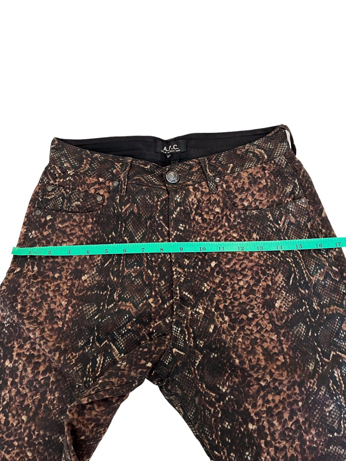 A.P.C. RARE!! 🔥 A.P.C Waxed Dark Brown Snake Print Pants Size US 26 / EU 42 - 15 Thumbnail