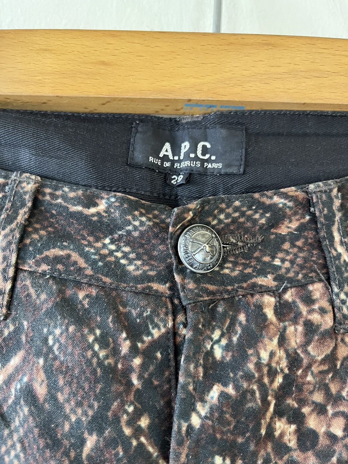 A.P.C. RARE!! 🔥 A.P.C Waxed Dark Brown Snake Print Pants Size US 26 / EU 42 - 18 Thumbnail