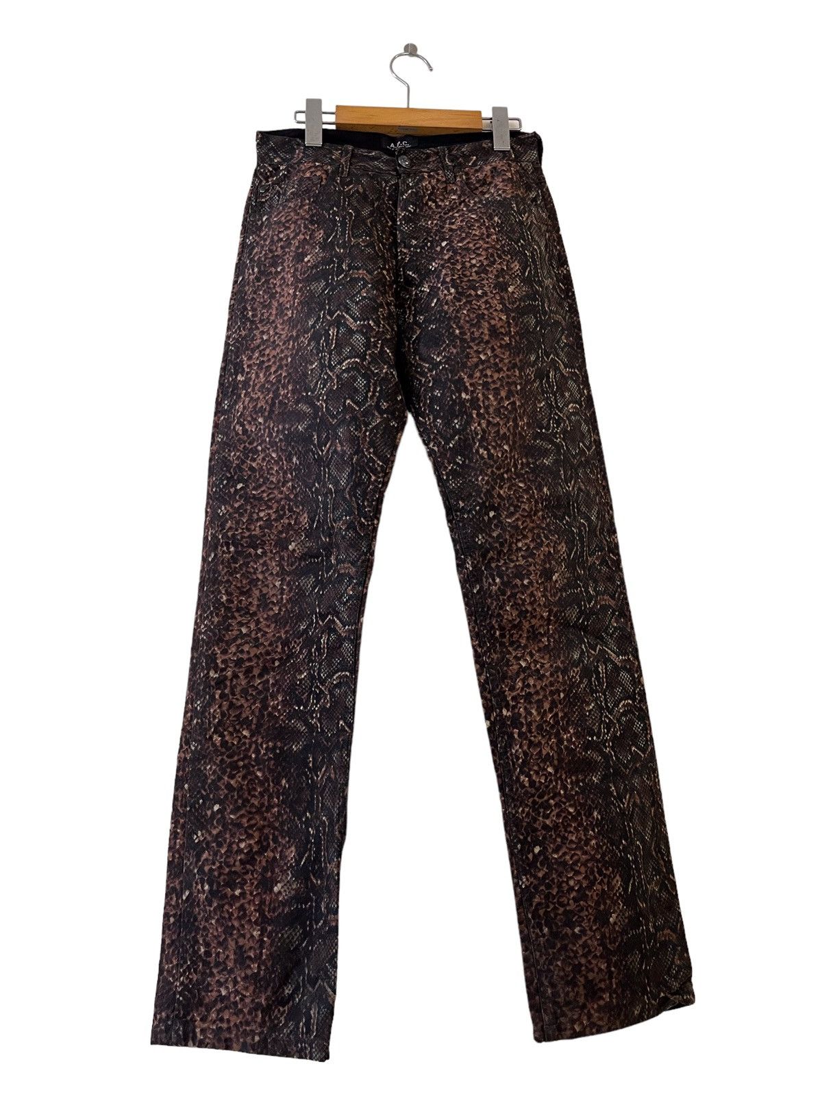 A.P.C. RARE!! 🔥 A.P.C Waxed Dark Brown Snake Print Pants Size US 26 / EU 42 - 8 Thumbnail