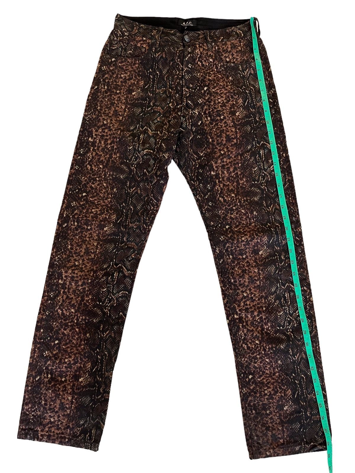 A.P.C. RARE!! 🔥 A.P.C Waxed Dark Brown Snake Print Pants Size US 26 / EU 42 - 11 Thumbnail