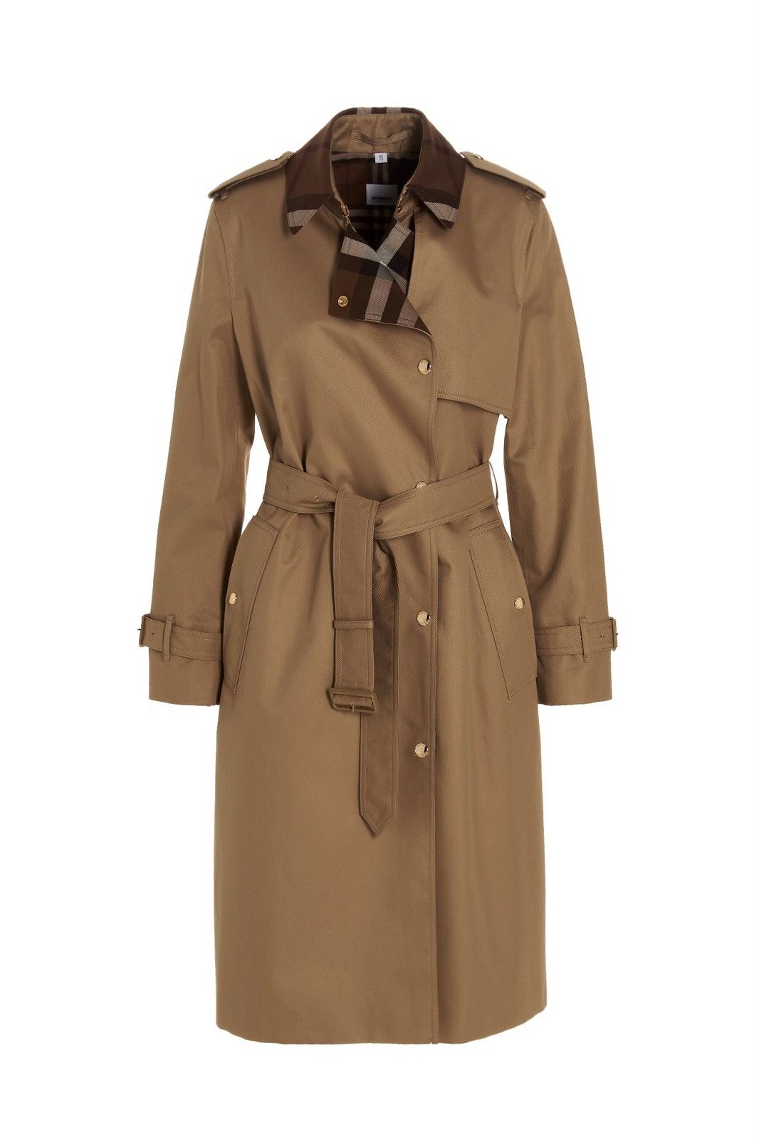 Burberry Check Panel Cotton Gabardine Trench Coat - Main Image