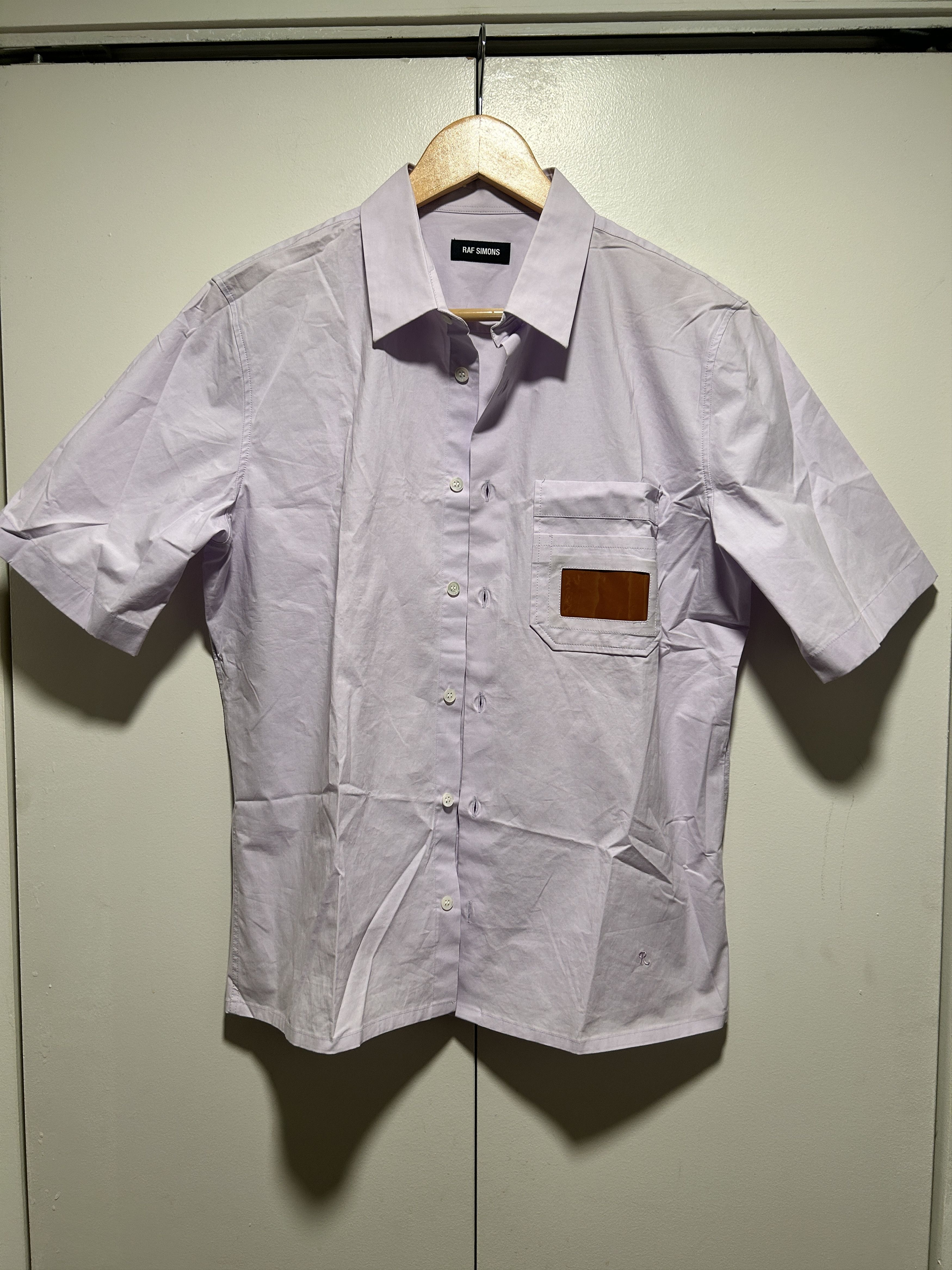 Raf Simons short sleeve pocket Embroidered shirt lilac lanvender s/s 18 Size US M / EU 48-50 / 2 - 1 Thumbnail