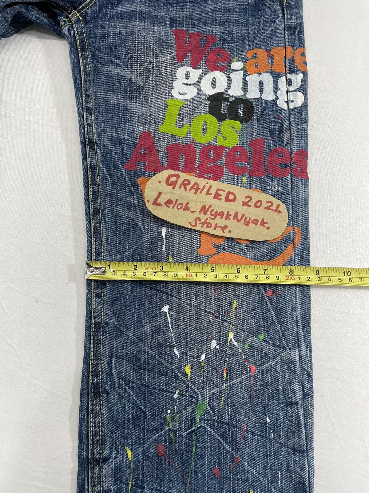 Japanese Brand Yourfavourite jeans paint splatter Size US 30 / EU 46 - 14 Thumbnail