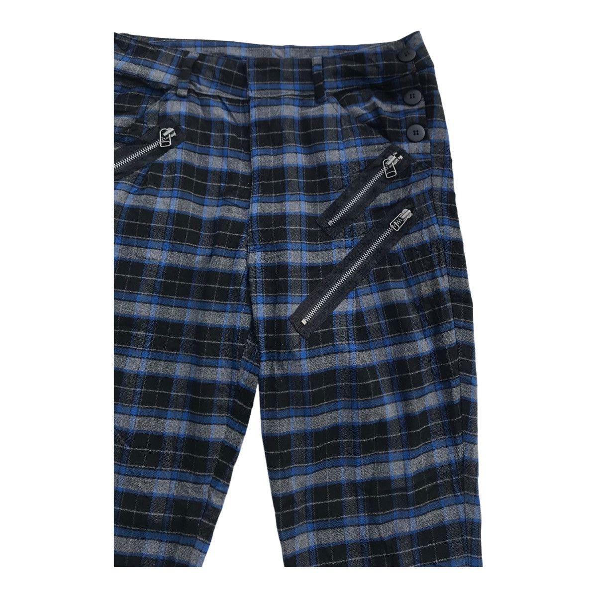 Japanese Brand Rare Blue Tartan Punk Style Zipper Bondage Size US 30 / EU 46 - 2 Thumbnail