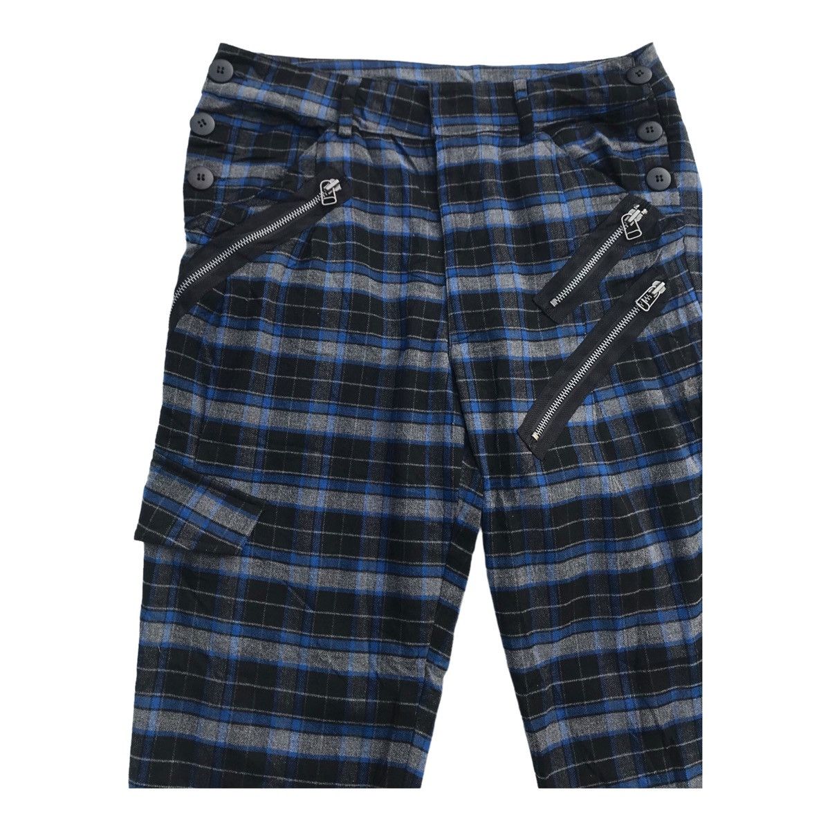 Japanese Brand Rare Blue Tartan Punk Style Zipper Bondage Size US 30 / EU 46 - 3 Thumbnail