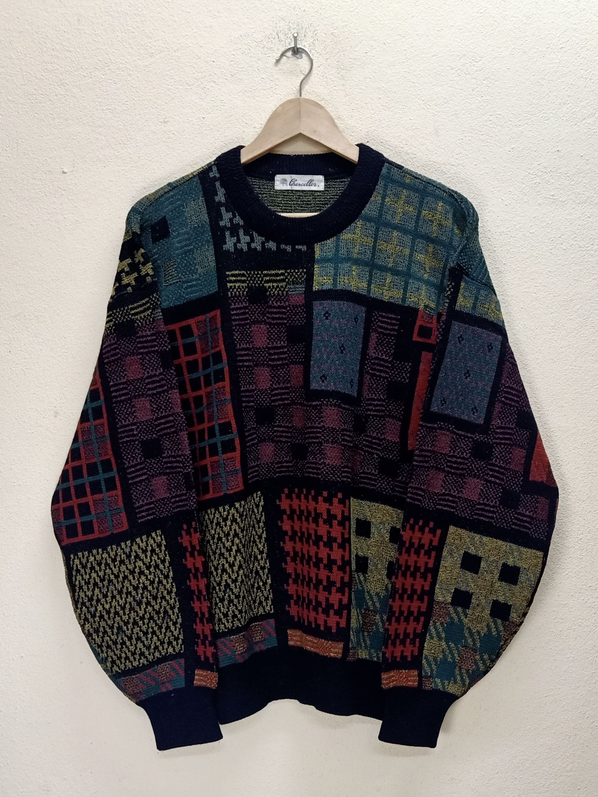 Aran Isles Knitwear × Japanese Brand CR CHANCELLOR Nice Pattern Cozy Knitwear Sweaters Size US L / EU 52-54 / 3 - 1 Thumbnail