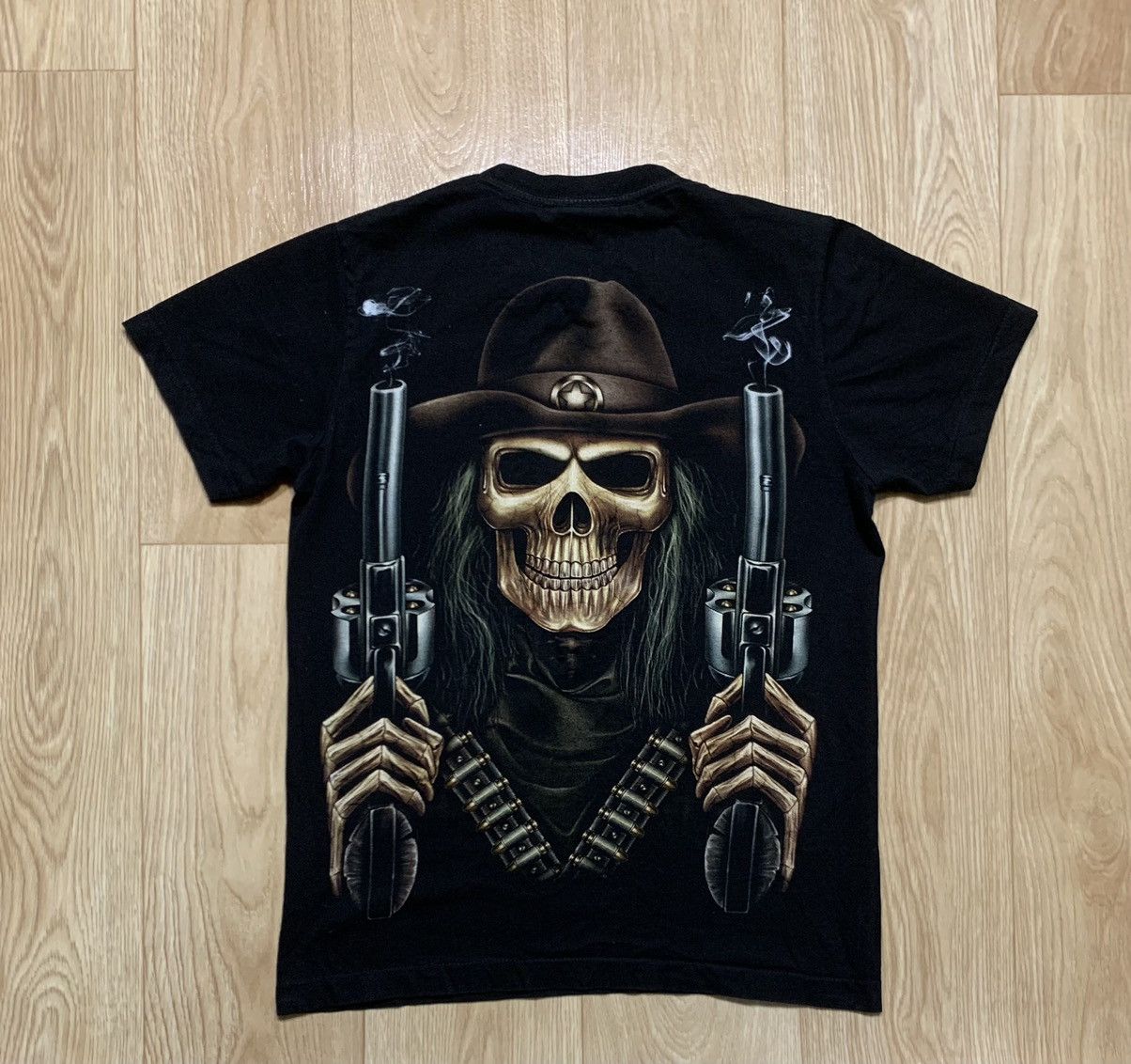 Vintage Death Grim Gun Shooter All Printed T-Shirt Size US S / EU 44-46 / 1 - 6 Thumbnail