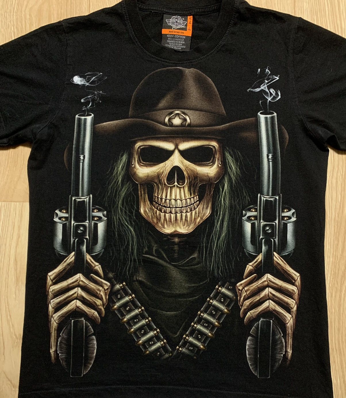 Vintage Death Grim Gun Shooter All Printed T-Shirt Size US S / EU 44-46 / 1 - 3 Thumbnail