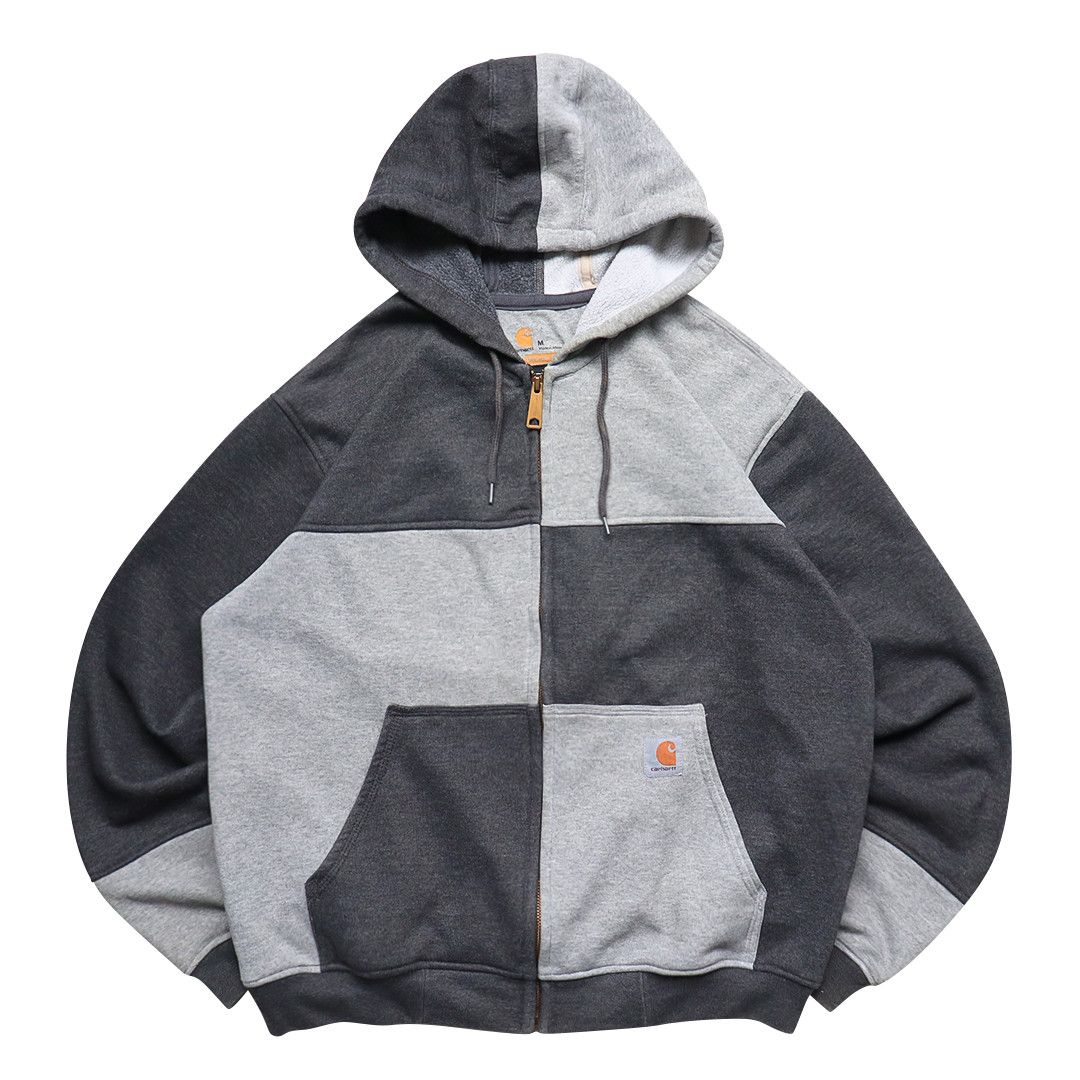 Carhartt Reworked Carhartt Zip Hoodie Patchwork Dark Grey | Grailed