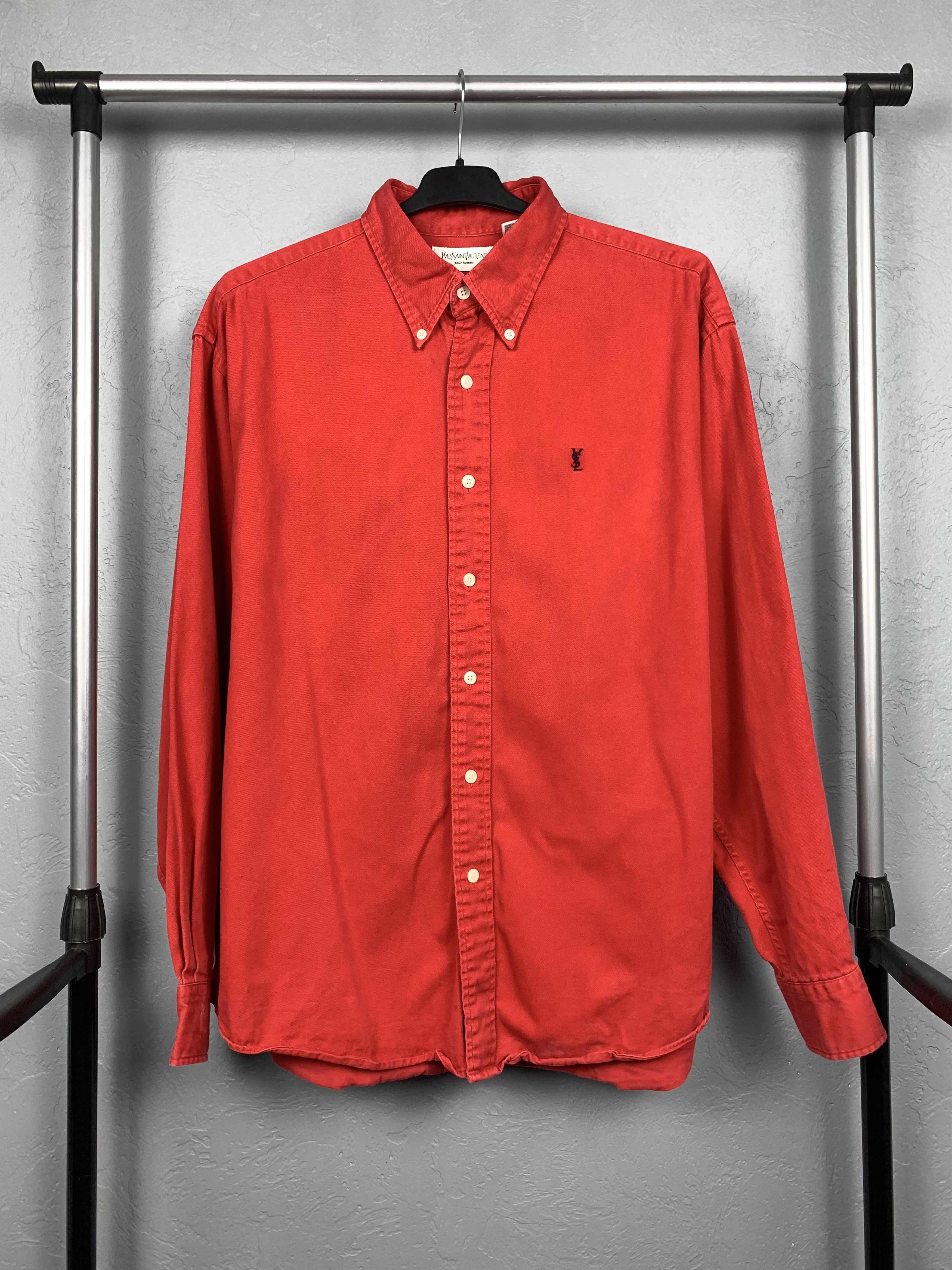 Vintage Yves Saint Laurent YSL mens long sleeve shirt Size US L / EU 52-54 / 3 - 1 Thumbnail