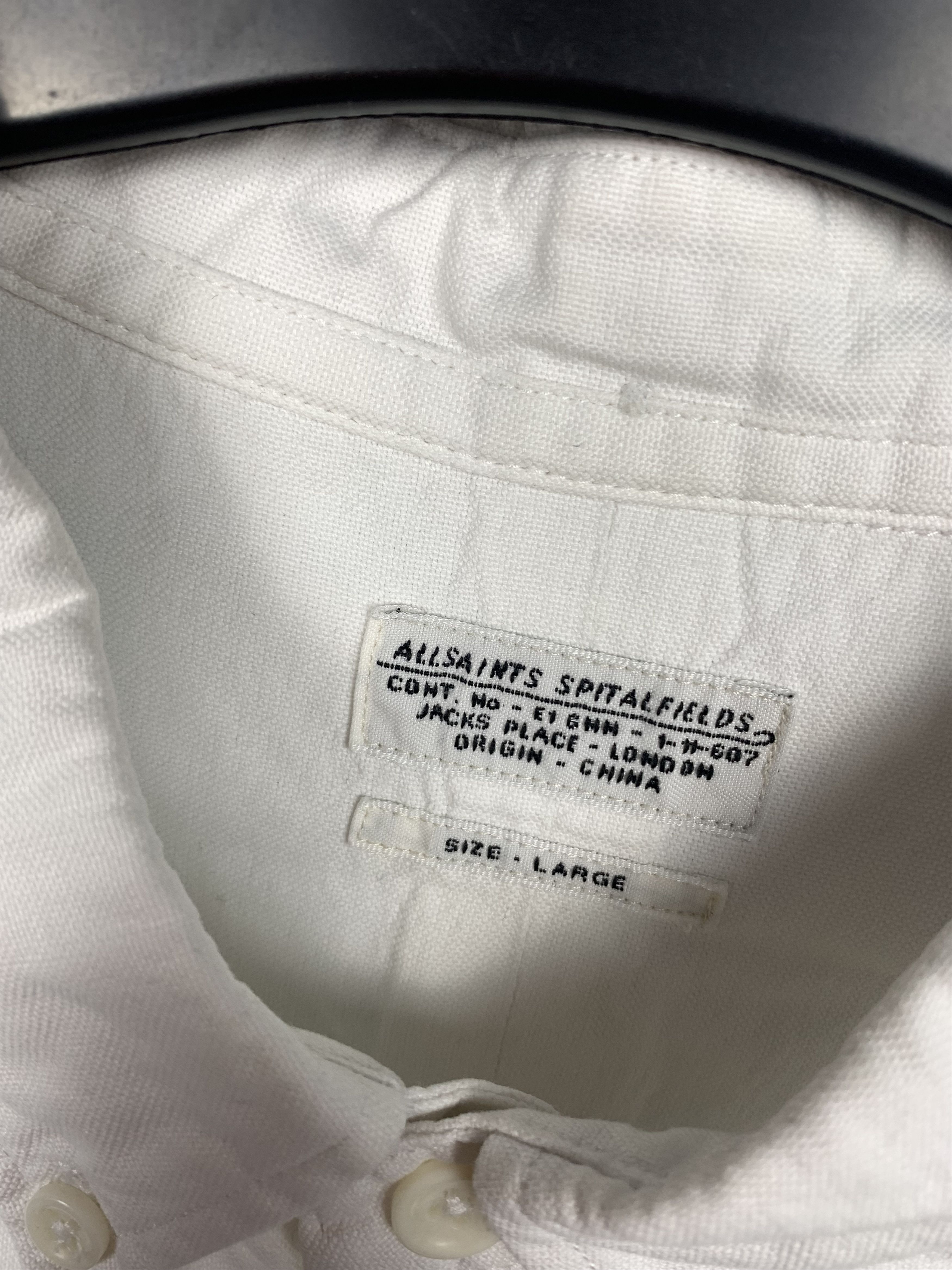 Allsaints Allsaints Greenwich Vintage Mens Long Sleeve White Shirt Size US L / EU 52-54 / 3 - 3 Thumbnail