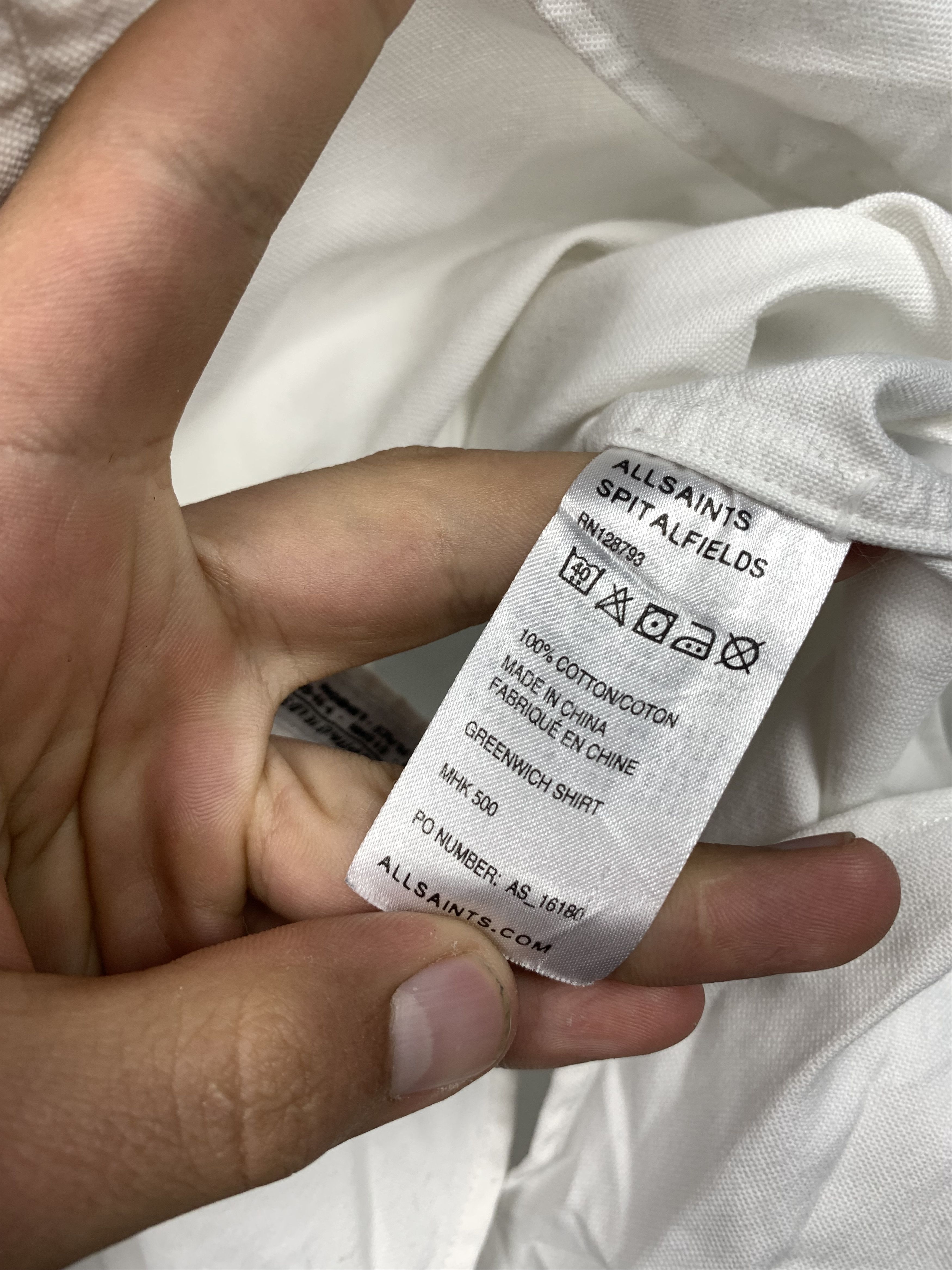 Allsaints Allsaints Greenwich Vintage Mens Long Sleeve White Shirt Size US L / EU 52-54 / 3 - 4 Thumbnail