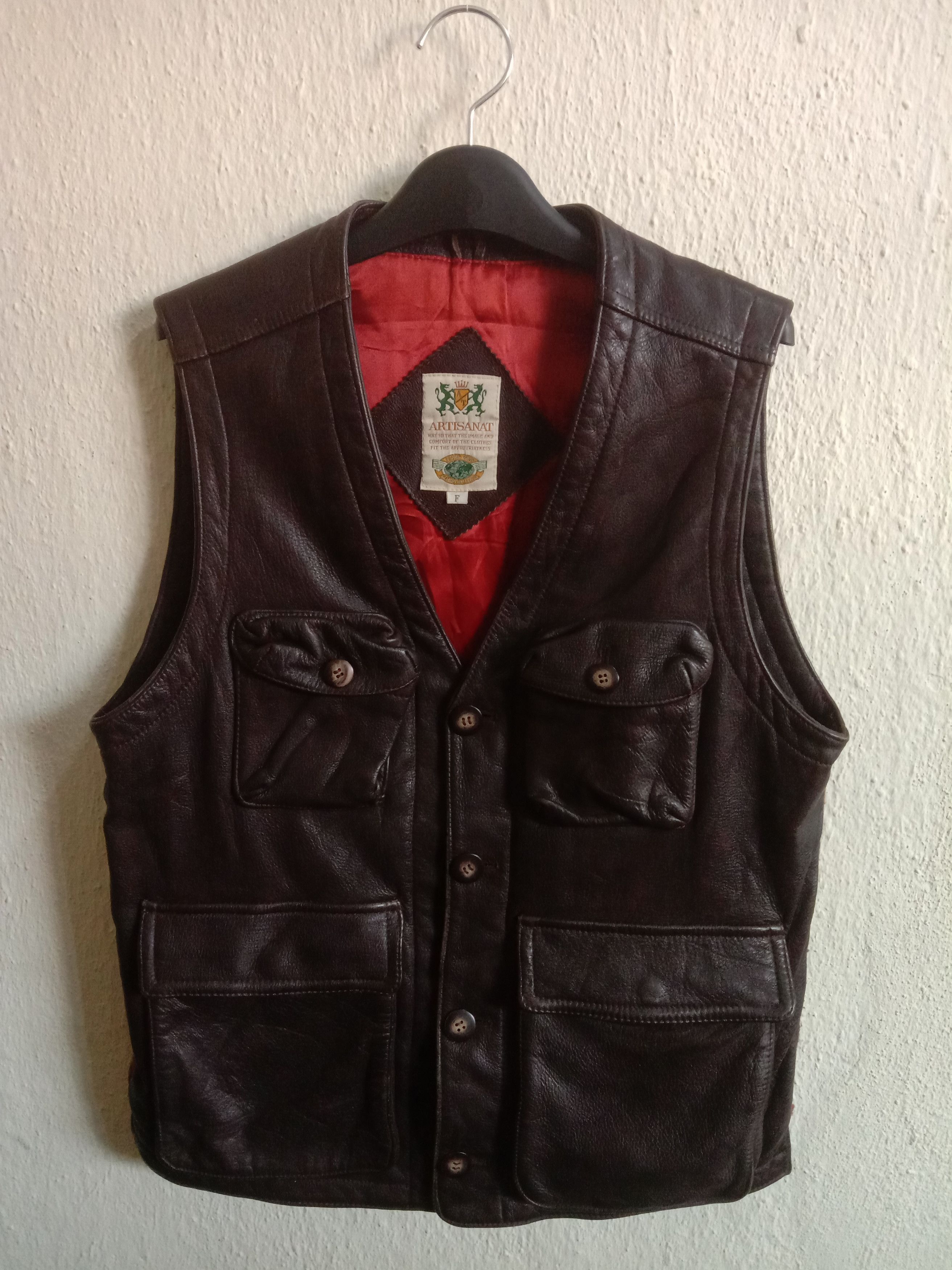 Japanese Brand ARTISANAT COWHIDE LEATHER JACKET / VEST Size US L / EU 52-54 / 3 - 1 Thumbnail