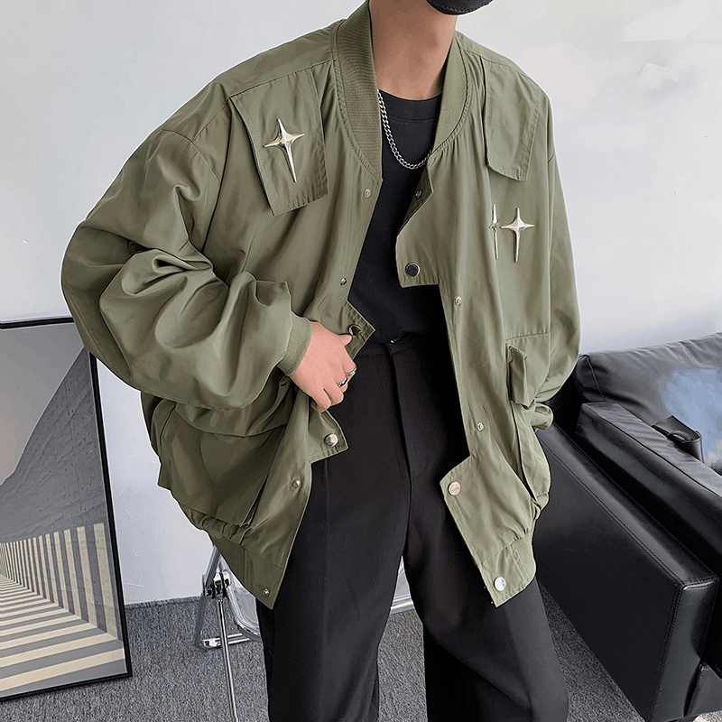 Japanese Brand × Streetwear STAR Green Button Jacket | Grailed