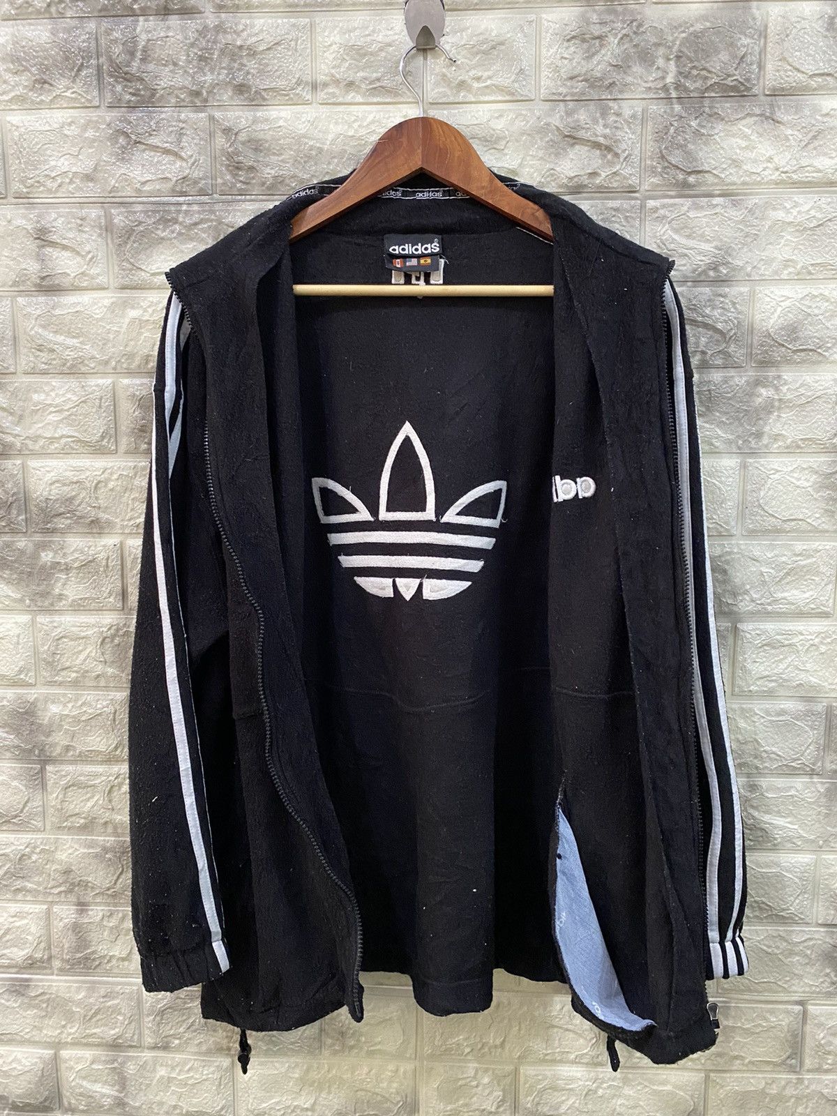Adidas × Vintage Vintage Adidas Big Logo Fleece Sweater Size US L / EU 52-54 / 3 - 3 Thumbnail