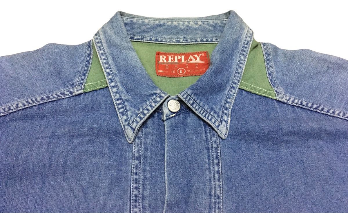Replay × Vintage Rare Design Vintage Brand Replay Denim Shirt 2000s Size US L / EU 52-54 / 3 - 3 Thumbnail