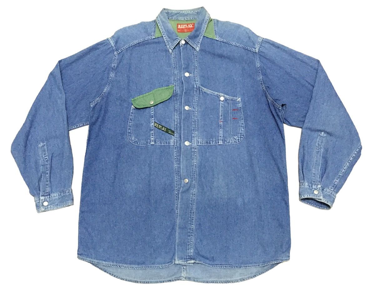 Replay × Vintage Rare Design Vintage Brand Replay Denim Shirt 2000s Size US L / EU 52-54 / 3 - 1 Thumbnail