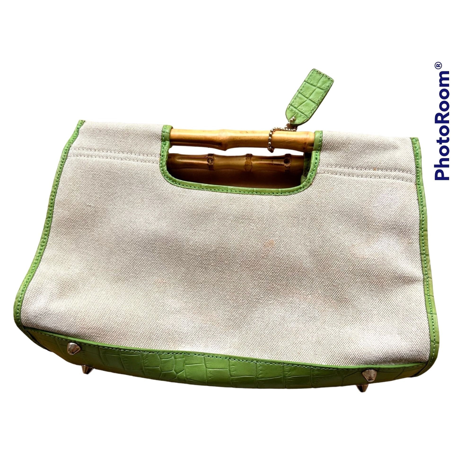 Designer × Etienne Aigner × Vintage Vintage Etienne Aigner Canvas Leather Handbag Bamboo Handles Size ONE SIZE - 3 Thumbnail