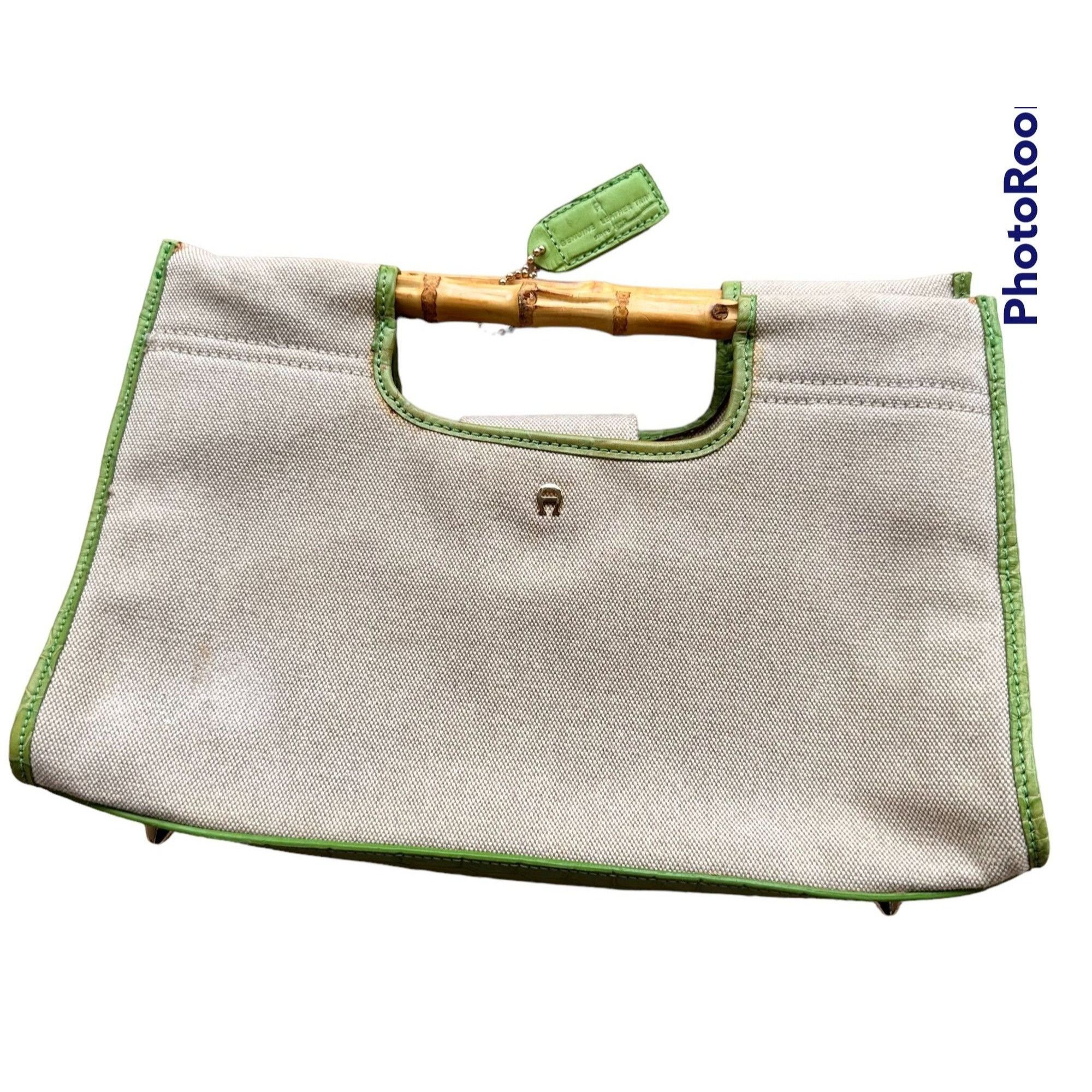Designer × Etienne Aigner × Vintage Vintage Etienne Aigner Canvas Leather Handbag Bamboo Handles Size ONE SIZE - 1 Thumbnail