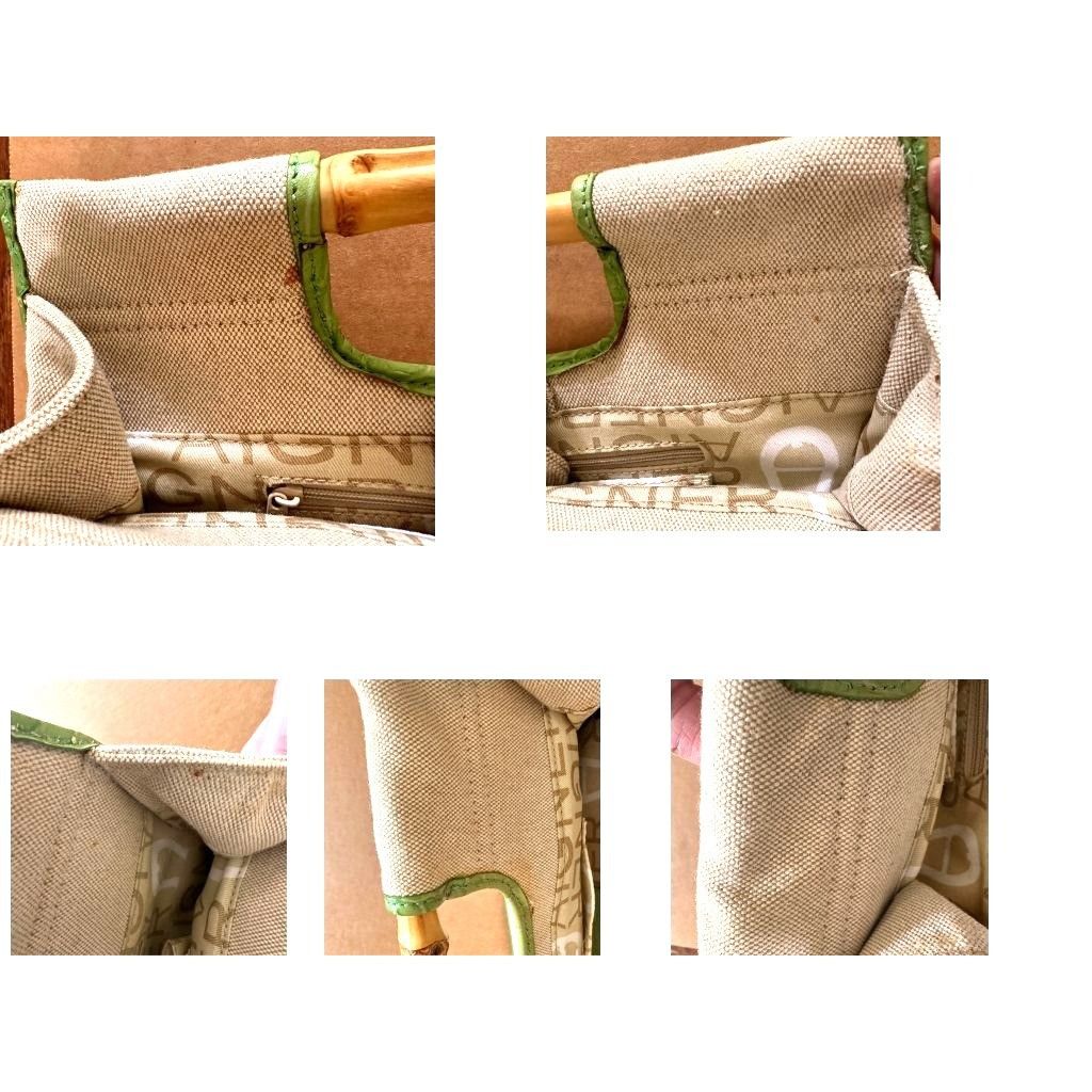 Designer × Etienne Aigner × Vintage Vintage Etienne Aigner Canvas Leather Handbag Bamboo Handles Size ONE SIZE - 12 Thumbnail