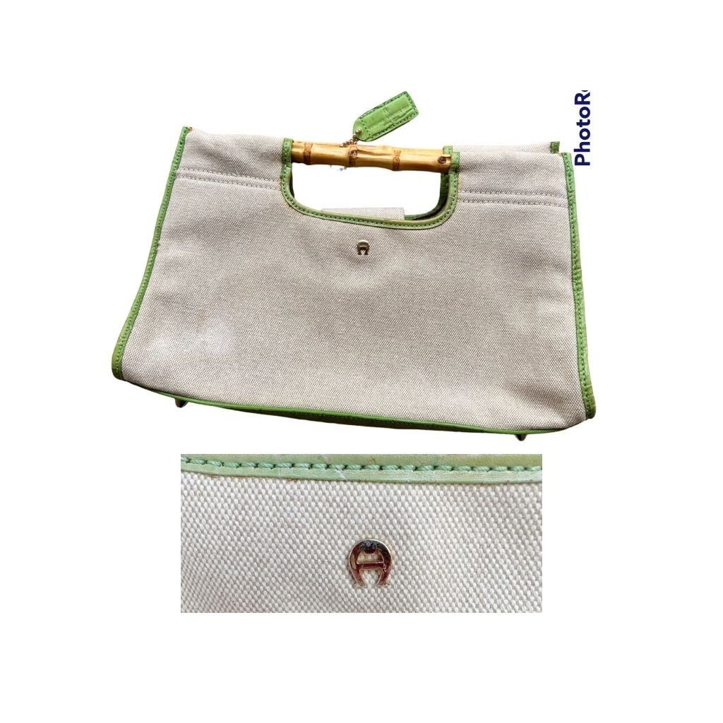Designer × Etienne Aigner × Vintage Vintage Etienne Aigner Canvas Leather Handbag Bamboo Handles Size ONE SIZE - 2 Thumbnail