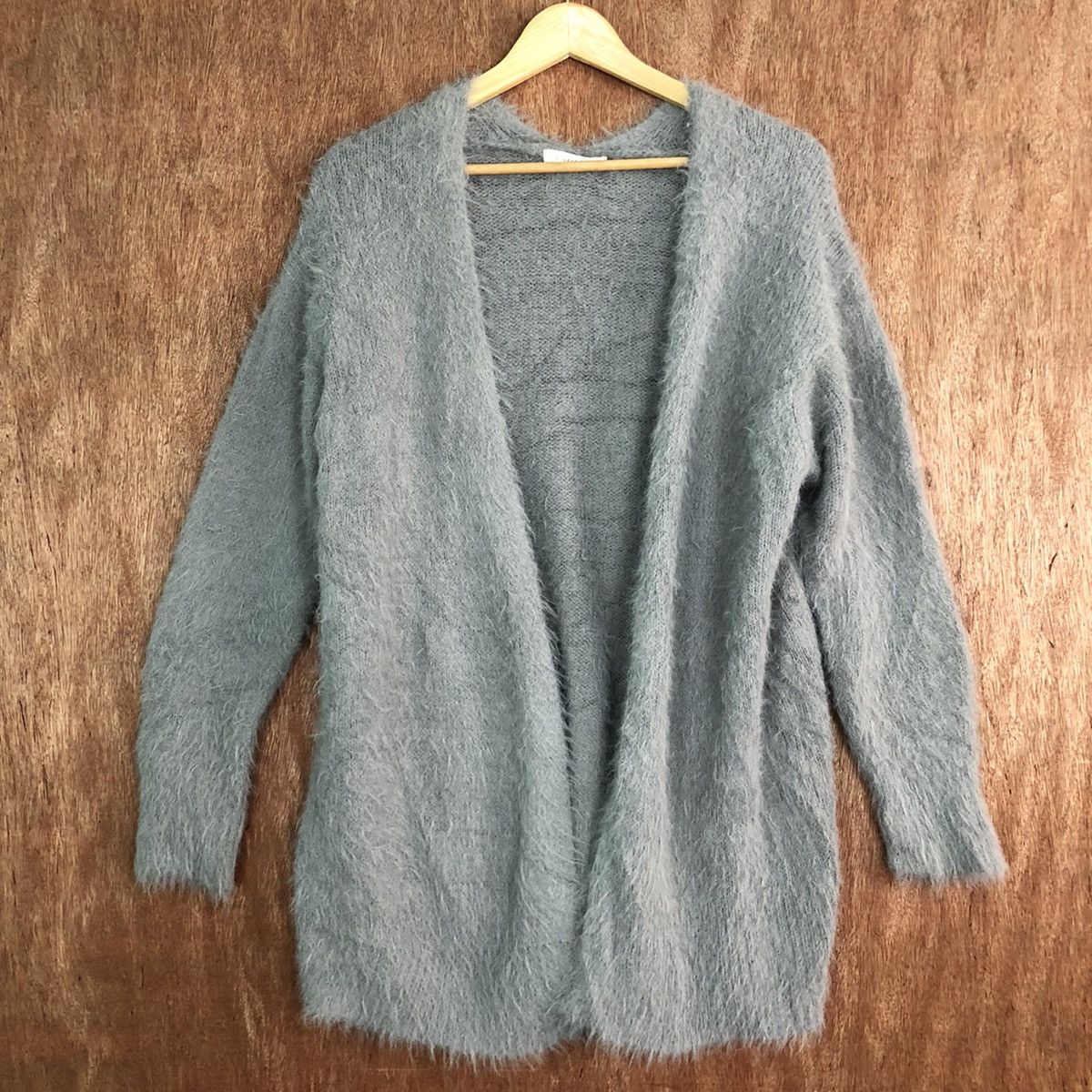 Japanese Brand DL Lowrys Farm grey Mohair shag shaggy fur Cardigan #c341 Size US L / EU 52-54 / 3 - 3 Thumbnail