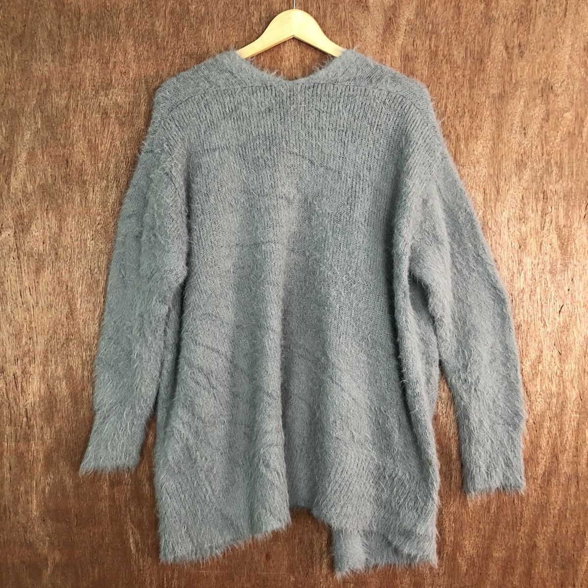 Japanese Brand DL Lowrys Farm grey Mohair shag shaggy fur Cardigan #c341 Size US L / EU 52-54 / 3 - 9 Thumbnail
