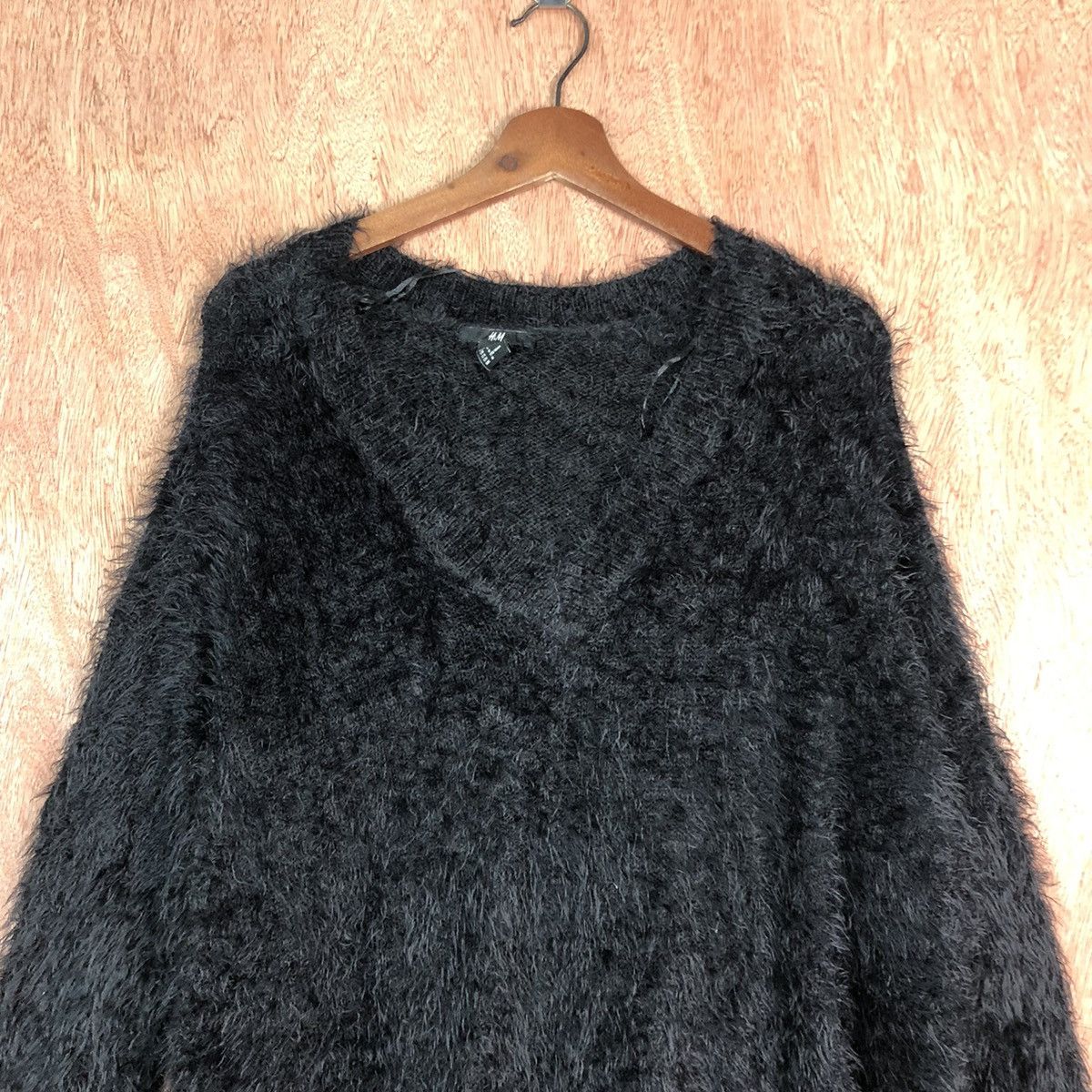 Homespun Knitwear H & M Black Mohair Shag Shaggy Knitwear #c329 Size L / US 10 / IT 46 - 2 Thumbnail