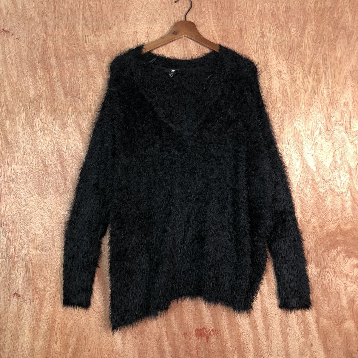 Homespun Knitwear H & M Black Mohair Shag Shaggy Knitwear #c329 Size L / US 10 / IT 46 - 1 Thumbnail