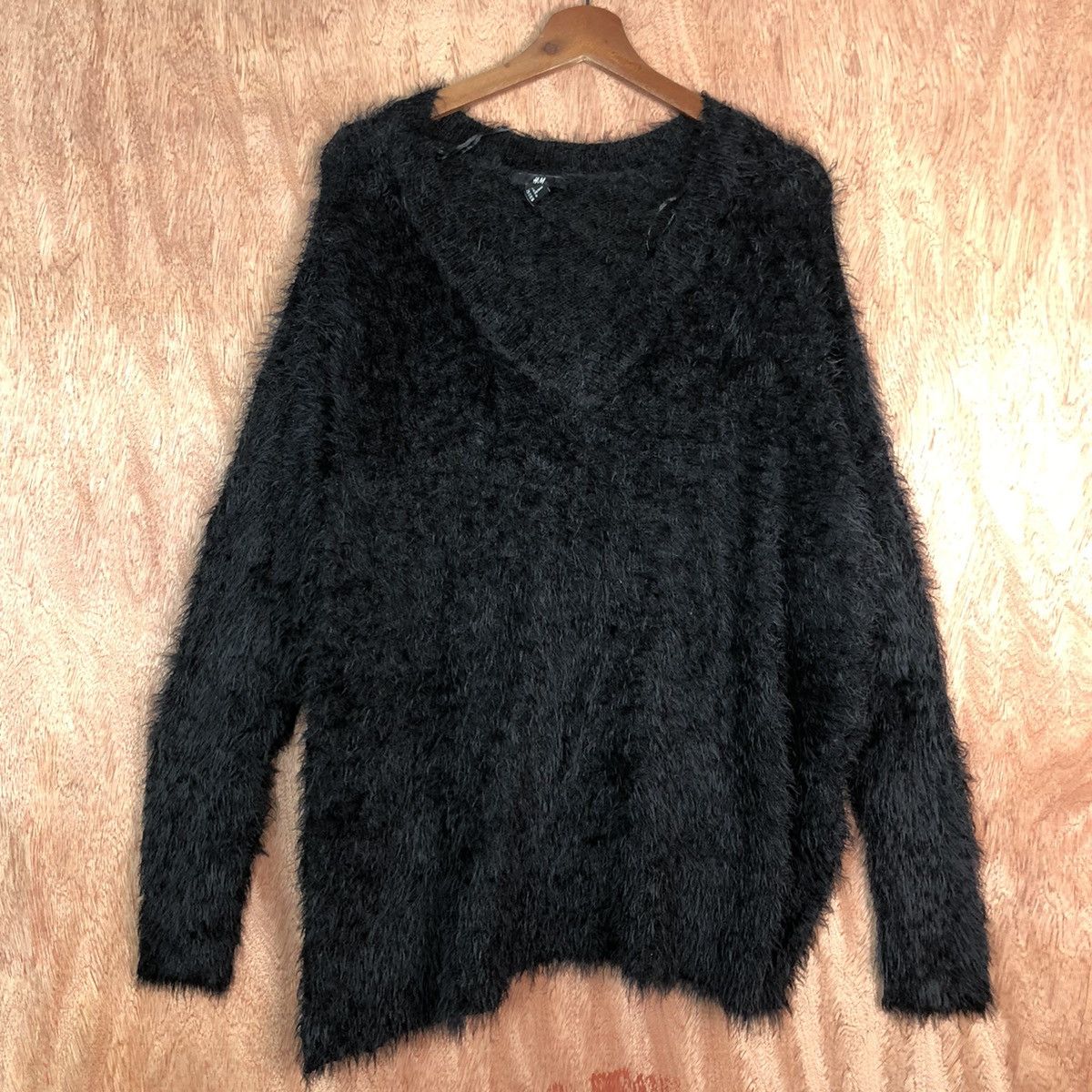 Homespun Knitwear H & M Black Mohair Shag Shaggy Knitwear #c329 Size L / US 10 / IT 46 - 3 Thumbnail