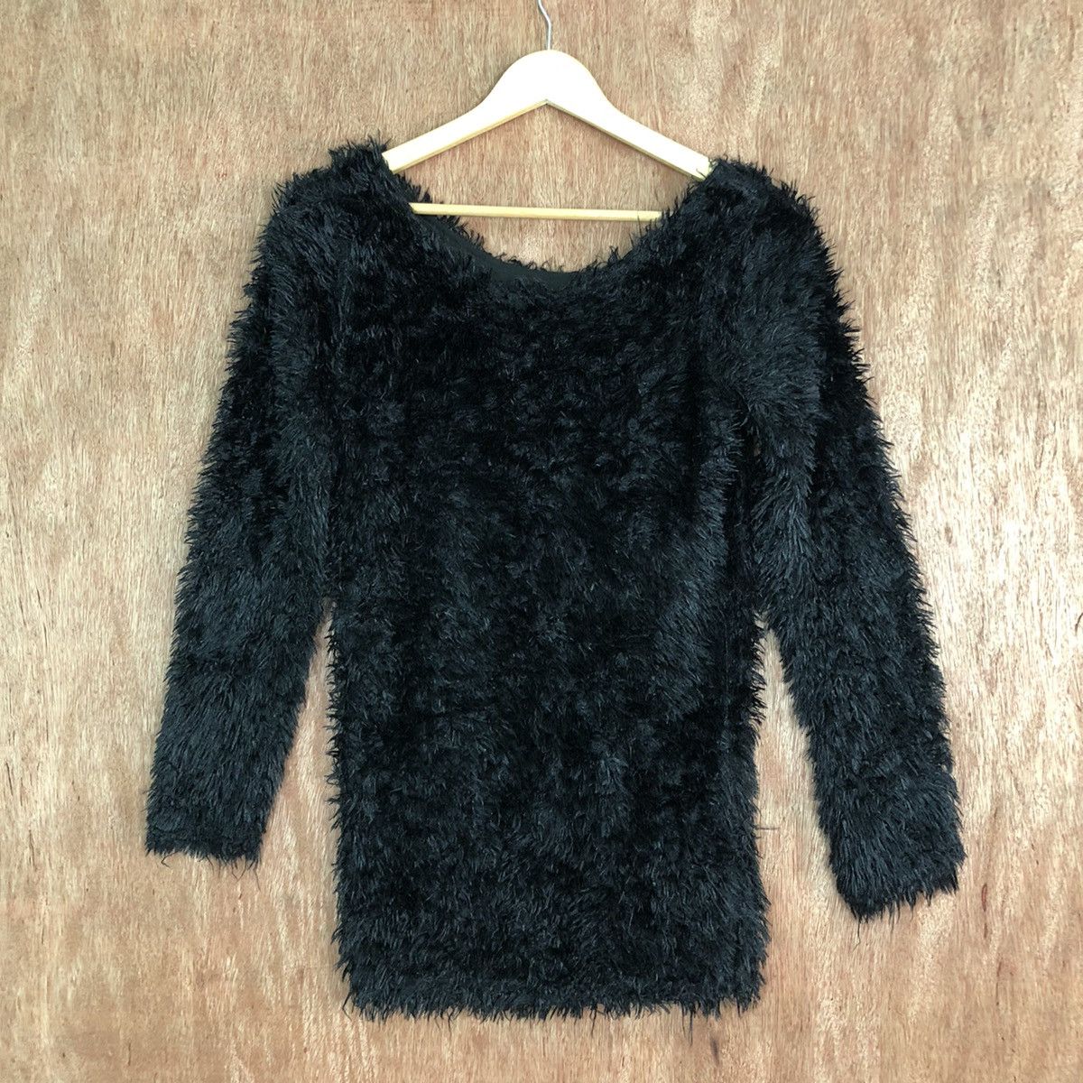 Homespun Knitwear DLL Japan Brand Black shag shaggy Mohair Knitwear #c352 Size M / US 6-8 / IT 42-44 - 1 Thumbnail