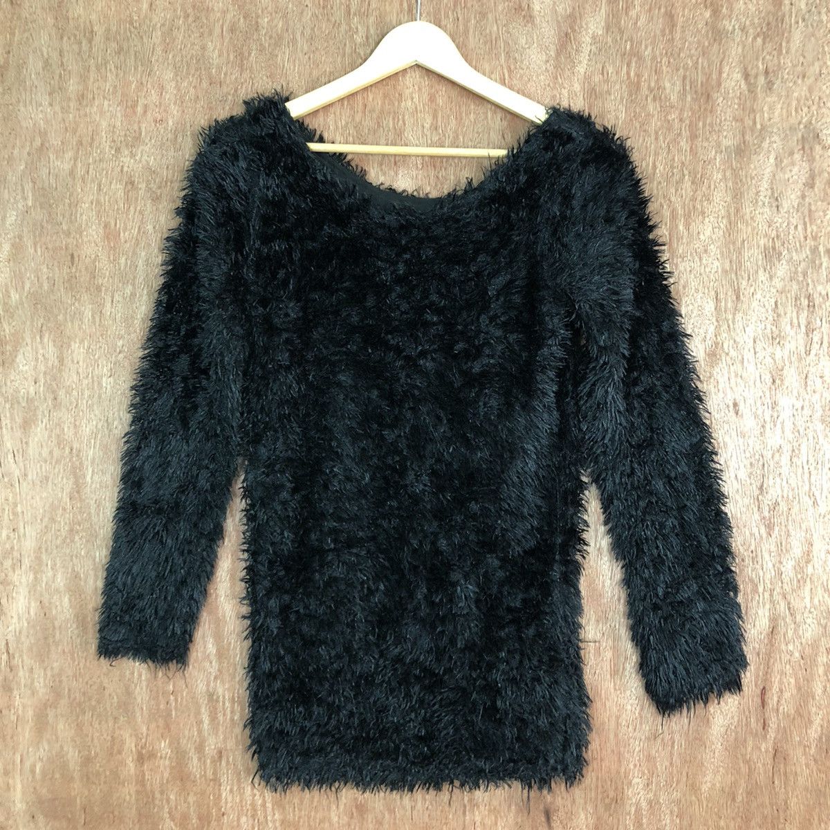 Homespun Knitwear DLL Japan Brand Black shag shaggy Mohair Knitwear #c352 Size M / US 6-8 / IT 42-44 - 3 Thumbnail