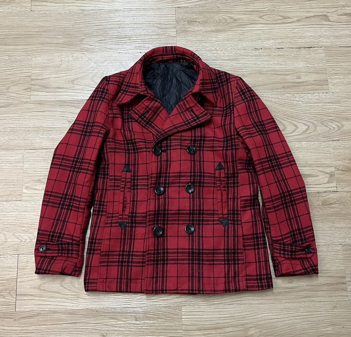 image of Gu Japan Seditionaries Plaid Tartan Wool Jacket in Red Tartan, Men's (Size Small)