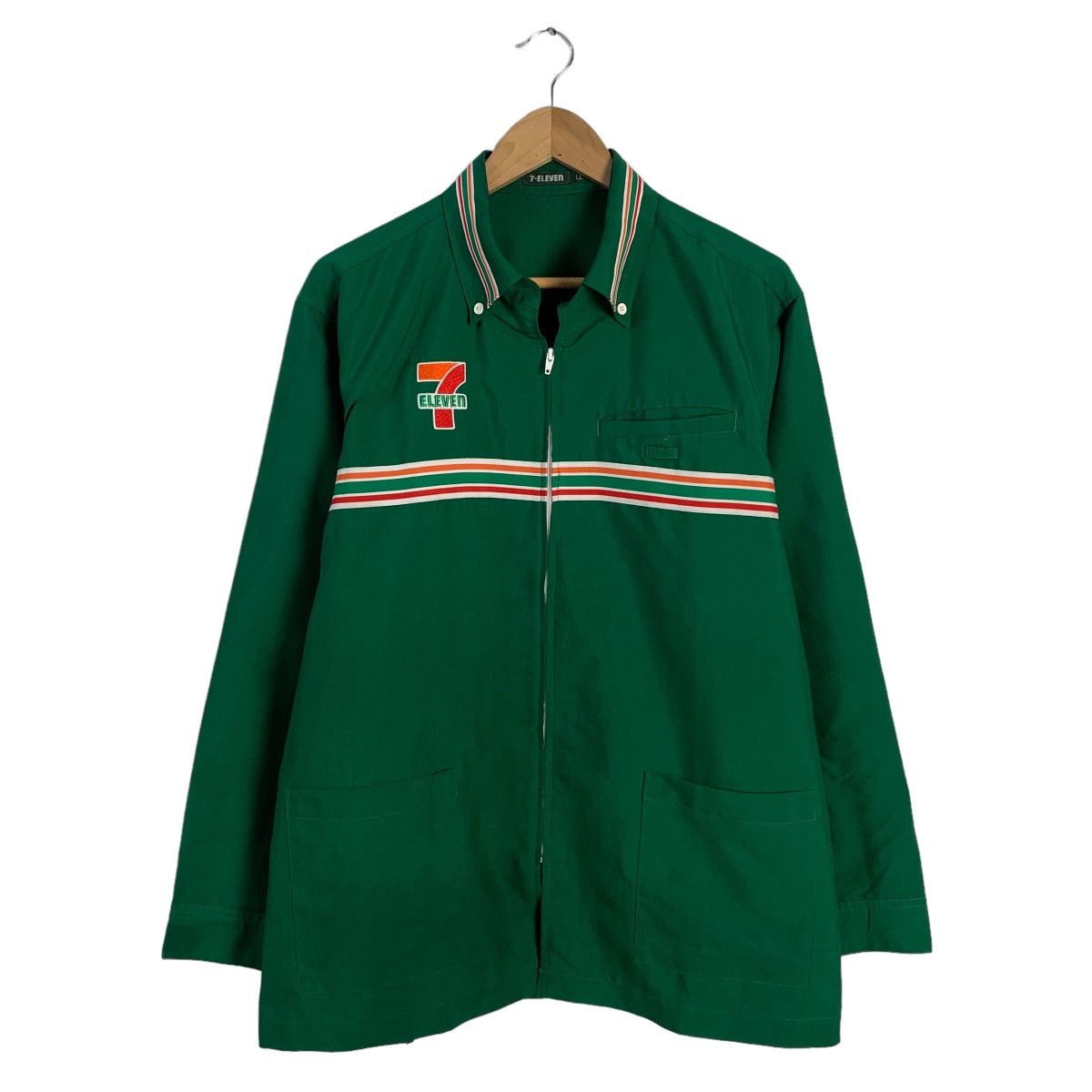Japanese Brand 7 Eleven Big Logo Long Sleeve Zipper Shirt Size US L / EU 52-54 / 3 - 1 Thumbnail