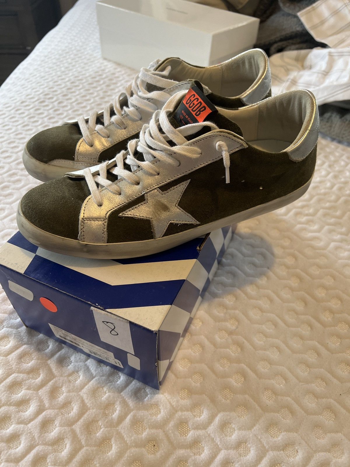 Golden Goose Golden Goose Superstar Olive Green 44 Stone Grey Silver 11 |  Grailed