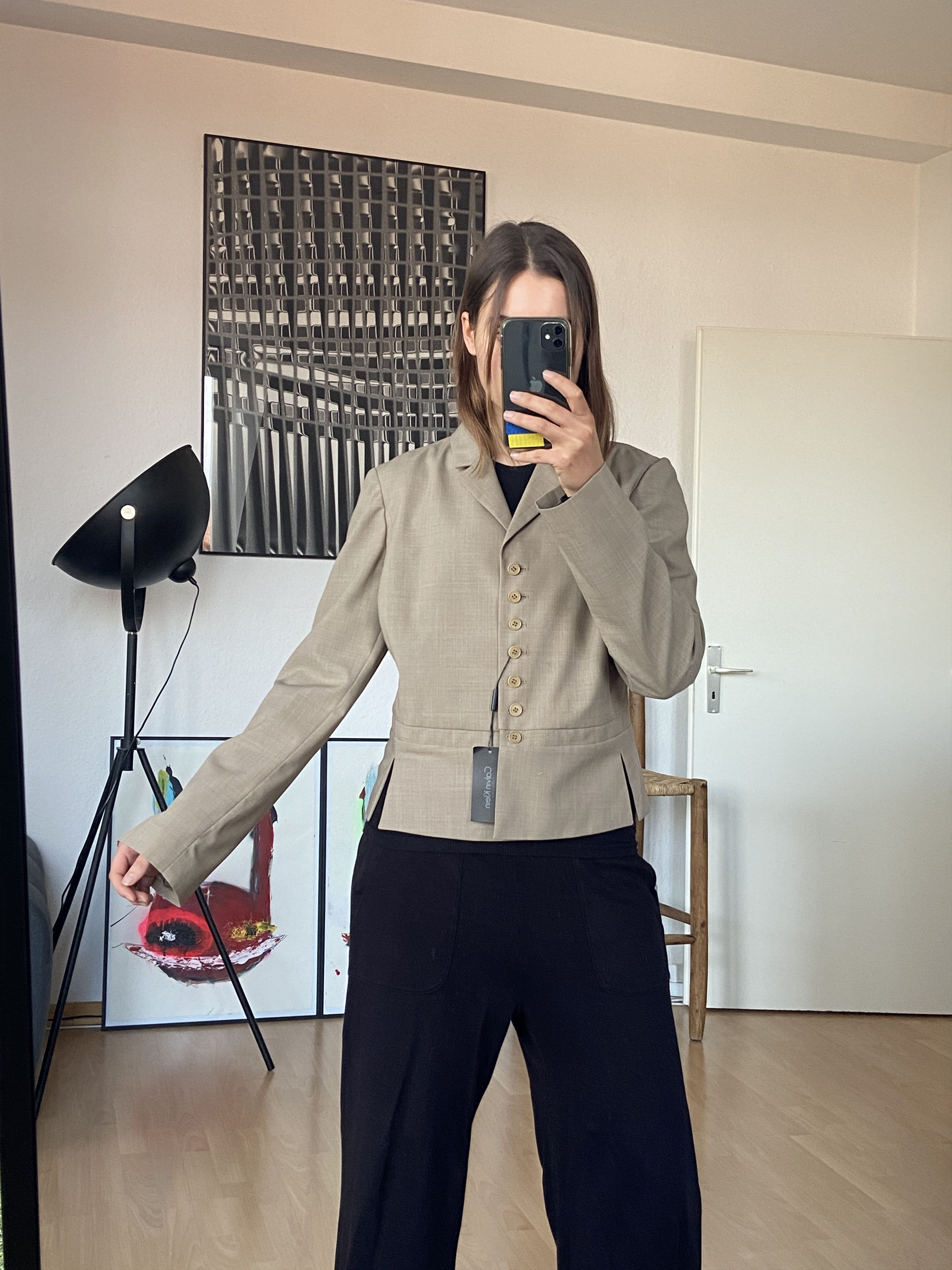 image of Calvin Klein Collection Unique 90's Blazer in Beige, Women's (Size Medium)