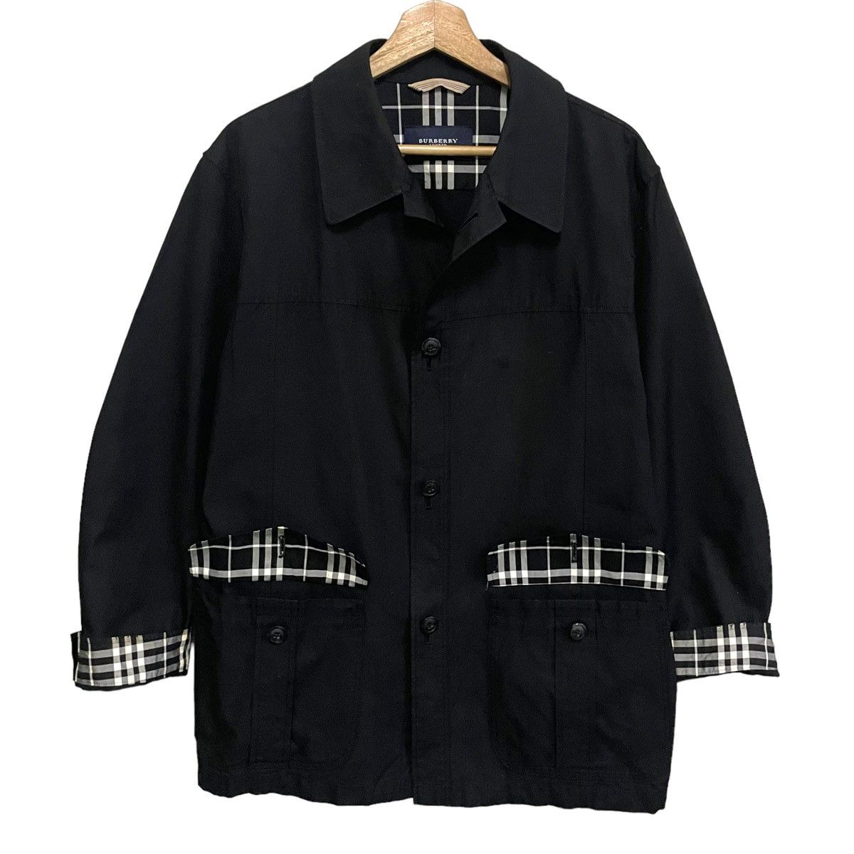 Burberry 💥 BURBERRY BLACK NOVA CHECK LIGHT BUTTON JACKET Size US L / EU 52-54 / 3 - 1 Thumbnail