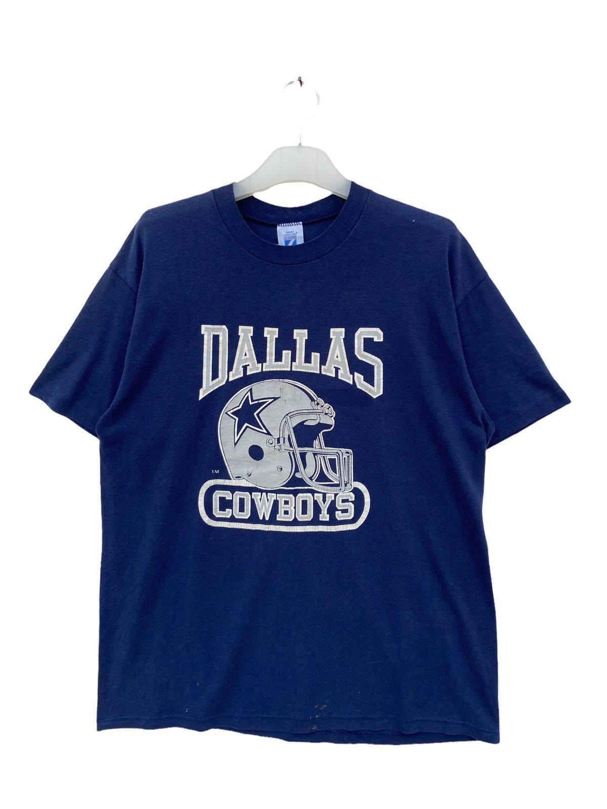 image of Logo 7 x Nfl Vintage Cowboys Dallas Polycotton Tees in Blue Black, Men's (Size XL)