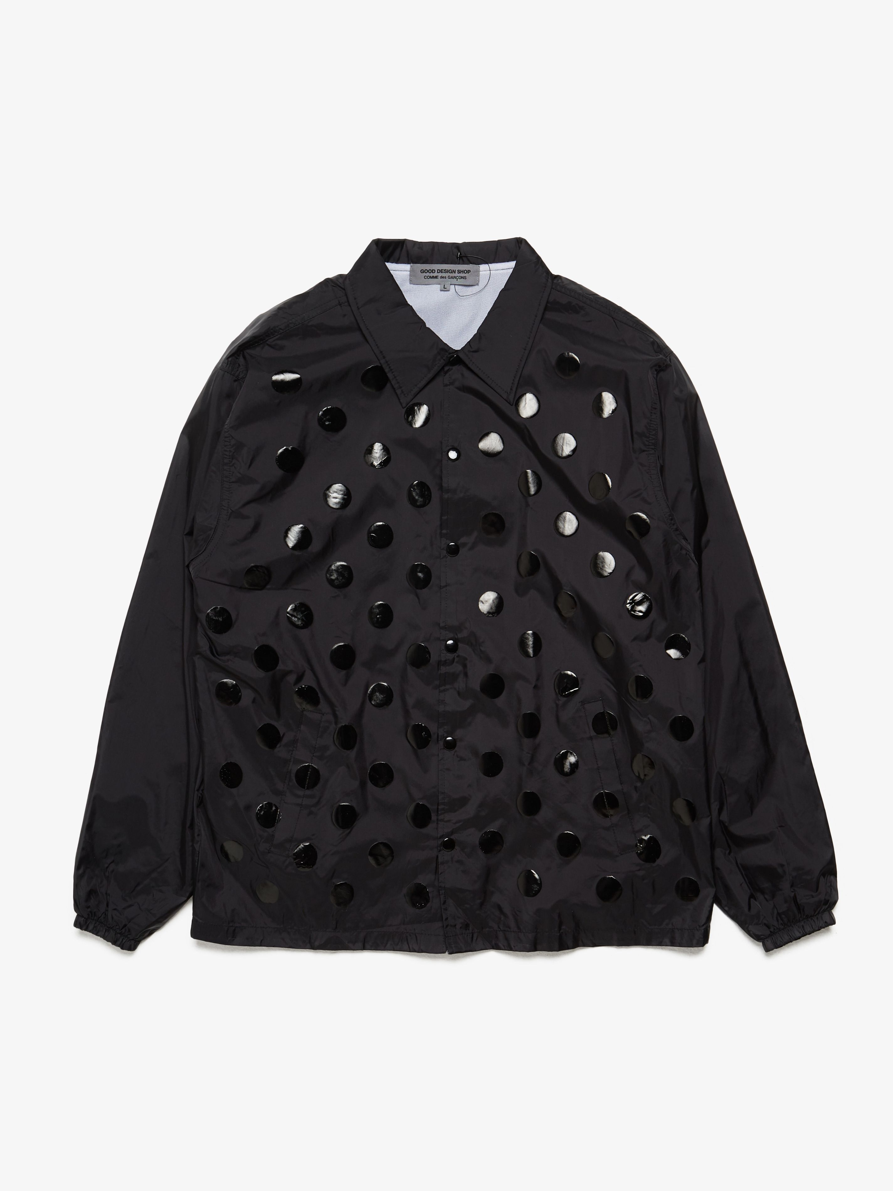 Black Polka Dot Printed Nylon Light Jacket