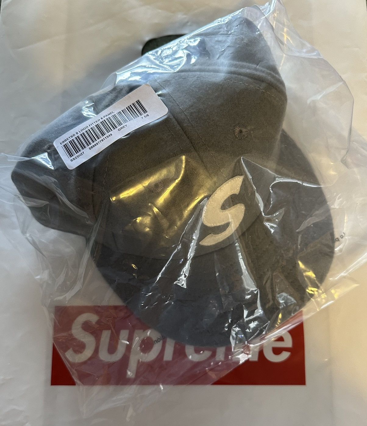 Supreme®/Ebbets® S Logo Fitted 7 5/8 NWT Supreme Ebbets Field Flannels Gray Wool S Logo Fitted