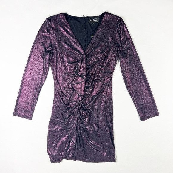NEW Sam Edelman Purple Metallic Sparkle Shine Ruffle Cocktai