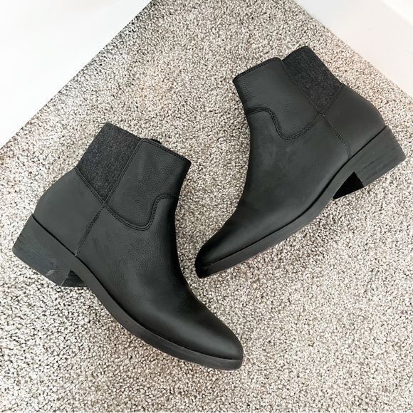 Eileen Fisher EILEEN FISHER leather stretch knit heels ankle boots 7 ...