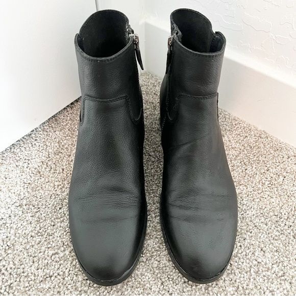 Eileen Fisher EILEEN FISHER leather stretch knit heels ankle boots 7 ...