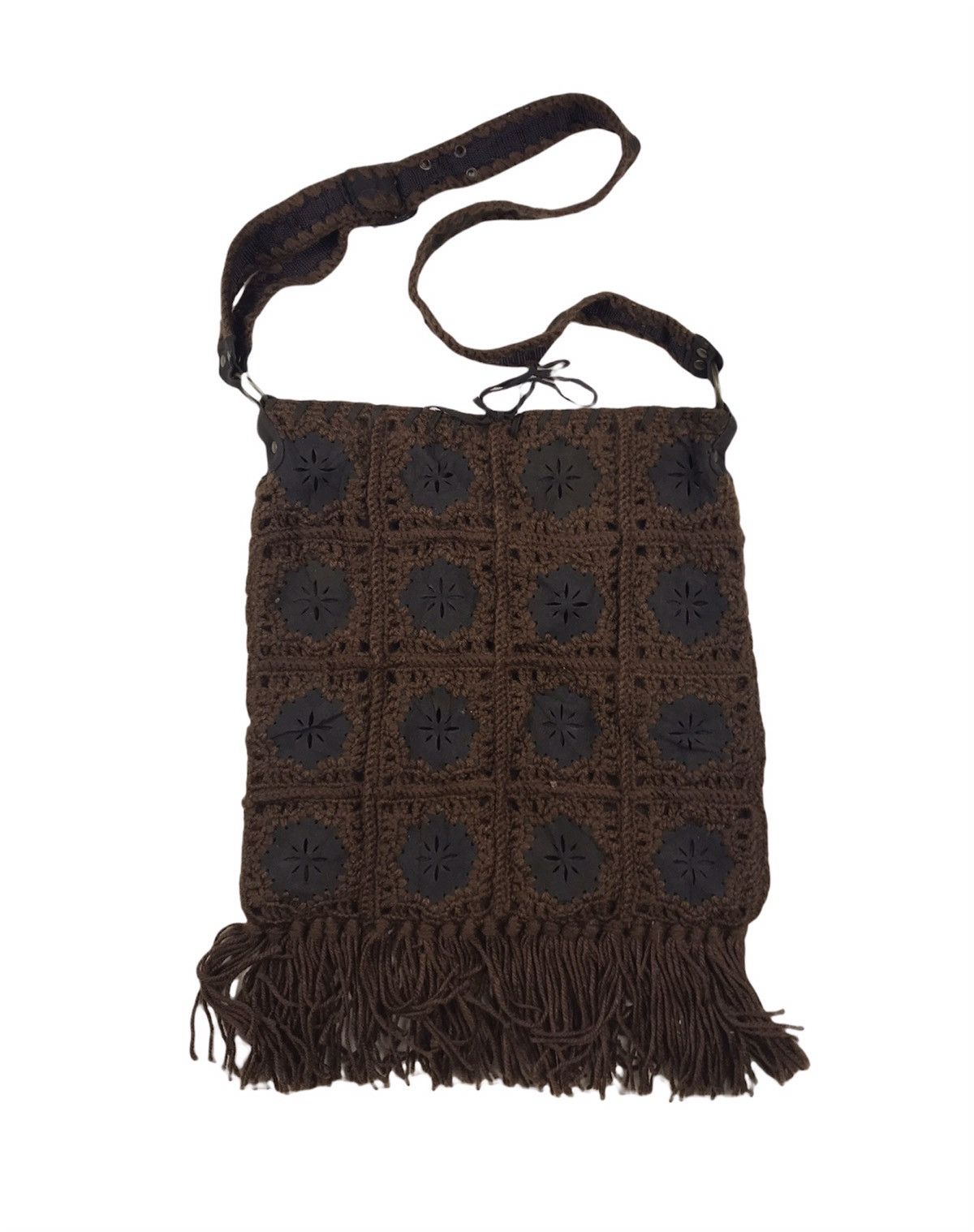 Handmade × Japanese Brand Vintage Vivayou Japanese Brand Knit Patches Sling Bag Size ONE SIZE - 1 Thumbnail