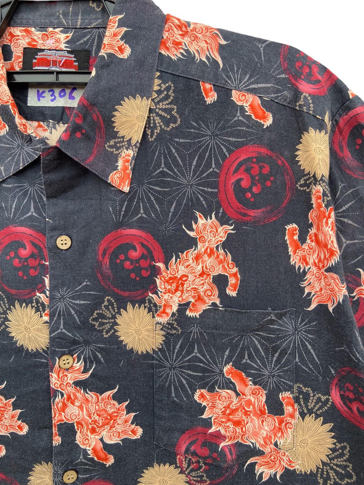Japanese Brand Vintage Japanese Foo Dogs Motif Hawaiian Shirt Size US XL / EU 56 / 4 - 3 Thumbnail