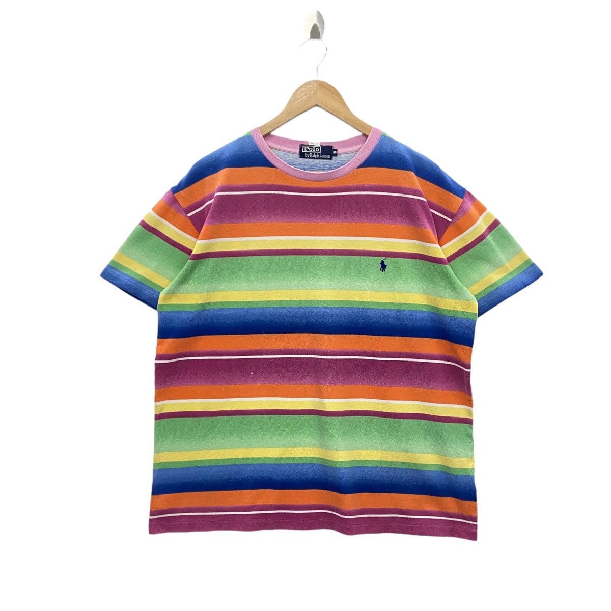 Polo Ralph Lauren × Vintage Rare!! POLO RALPH LAUREN multicolour stripes tee Size US M / EU 48-50 / 2 - 1 Thumbnail
