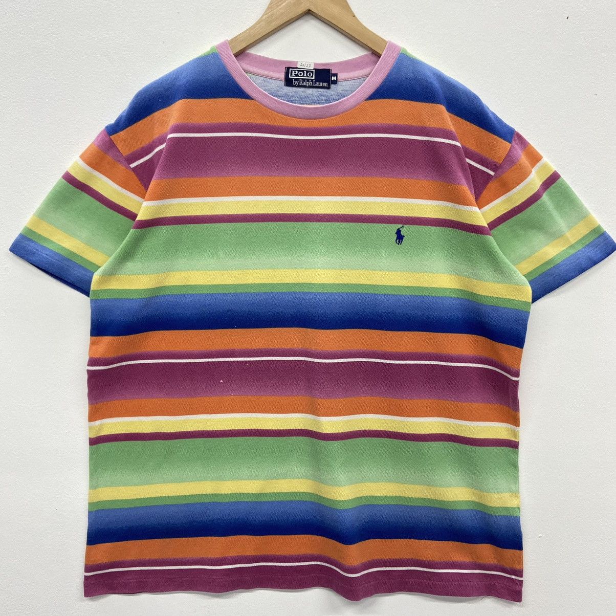 Polo Ralph Lauren × Vintage Rare!! POLO RALPH LAUREN multicolour stripes tee Size US M / EU 48-50 / 2 - 2 Thumbnail