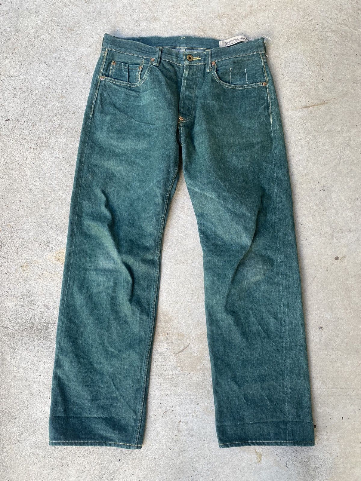 Kapital No.4 Emerald Green Buckle Back Jeans