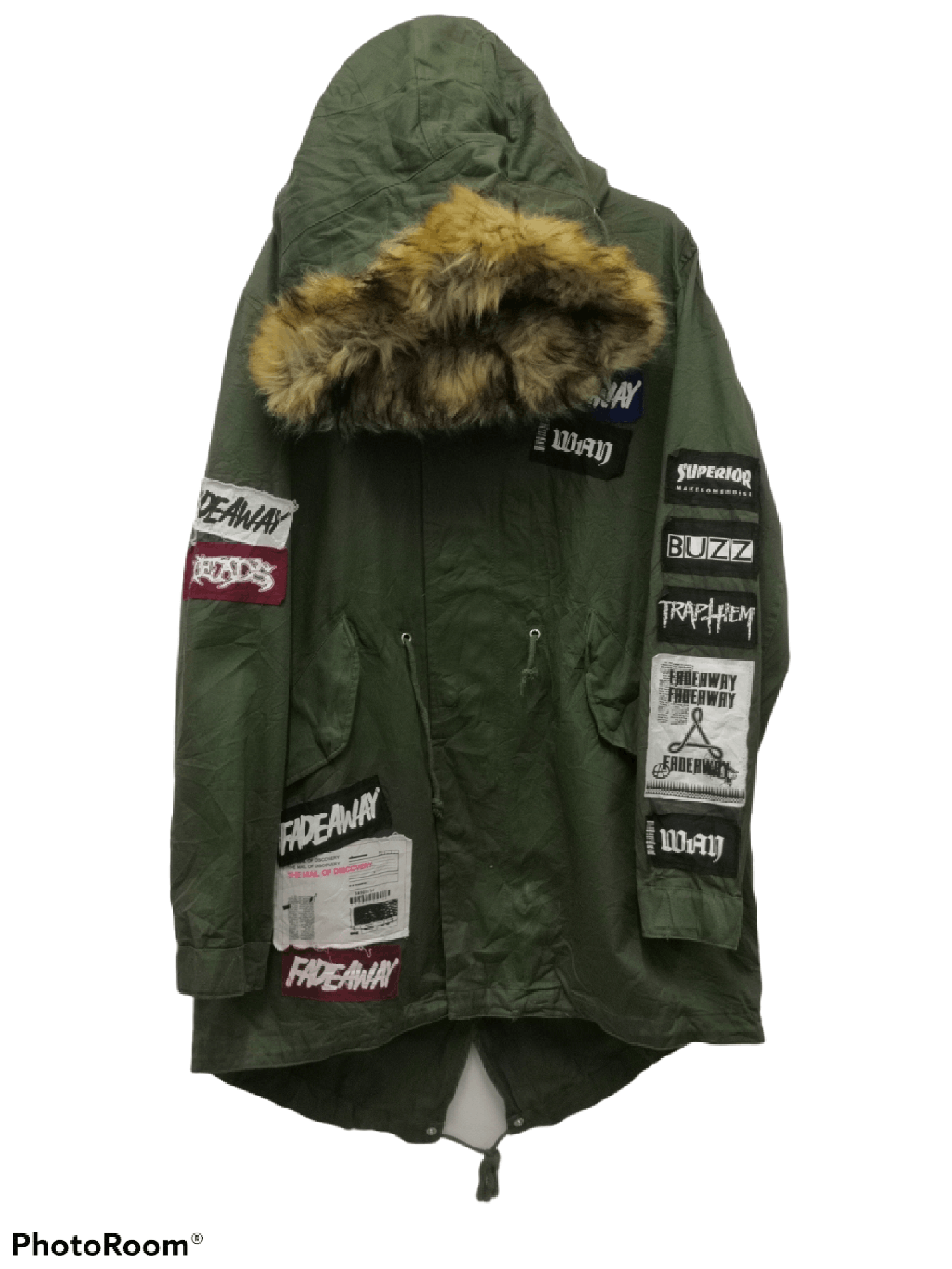 Browny Vintage Hoodie Patches Long Jacket