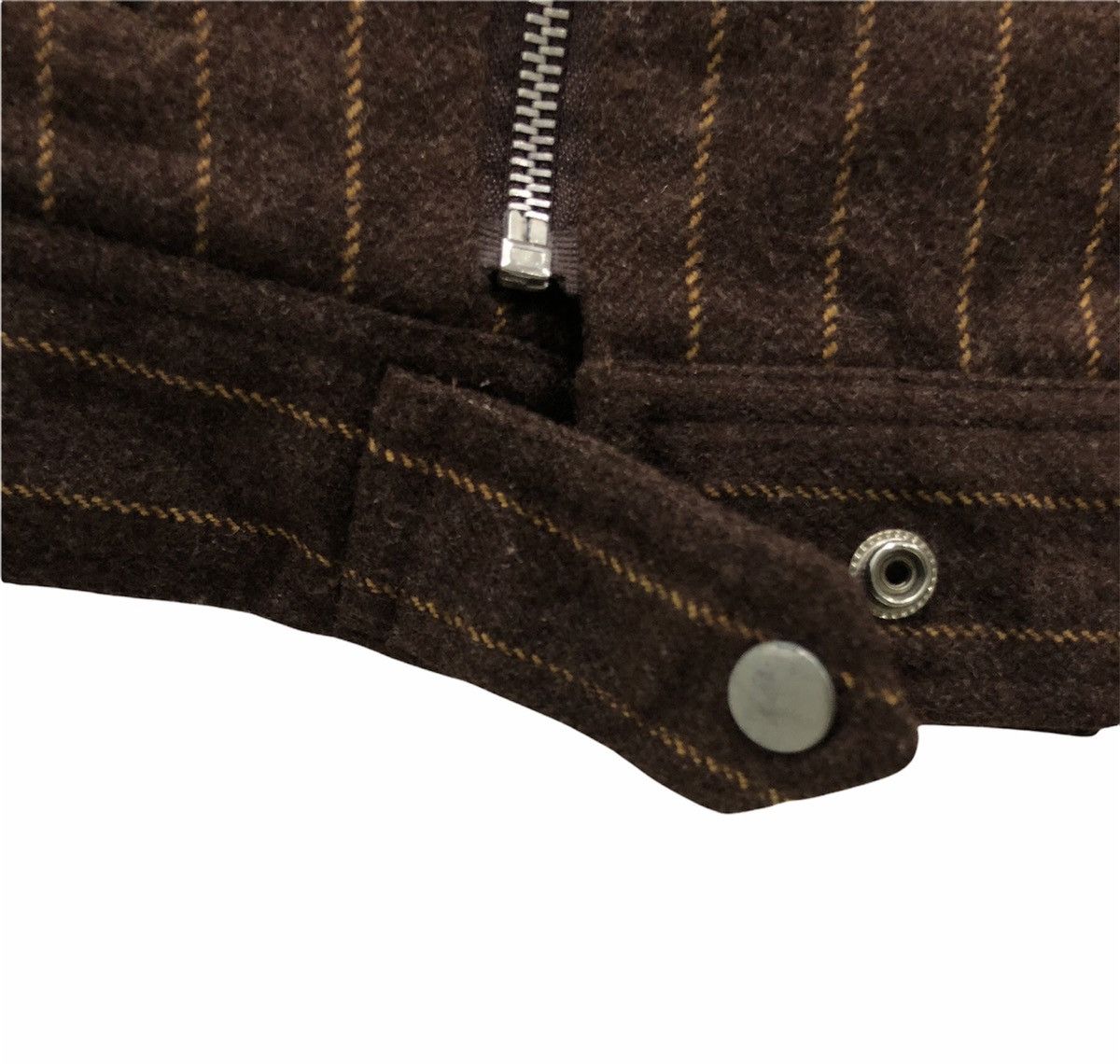 Woolrich Woolen Mills Vintage Woolrich Brown Striped Wool Blend Moto Jacket Size L Size US L / EU 52-54 / 3 - 12 Thumbnail
